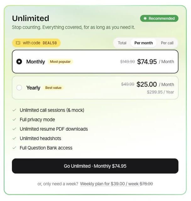 Parakeet AI — Unlimited-Tarife mit Code DEAL50