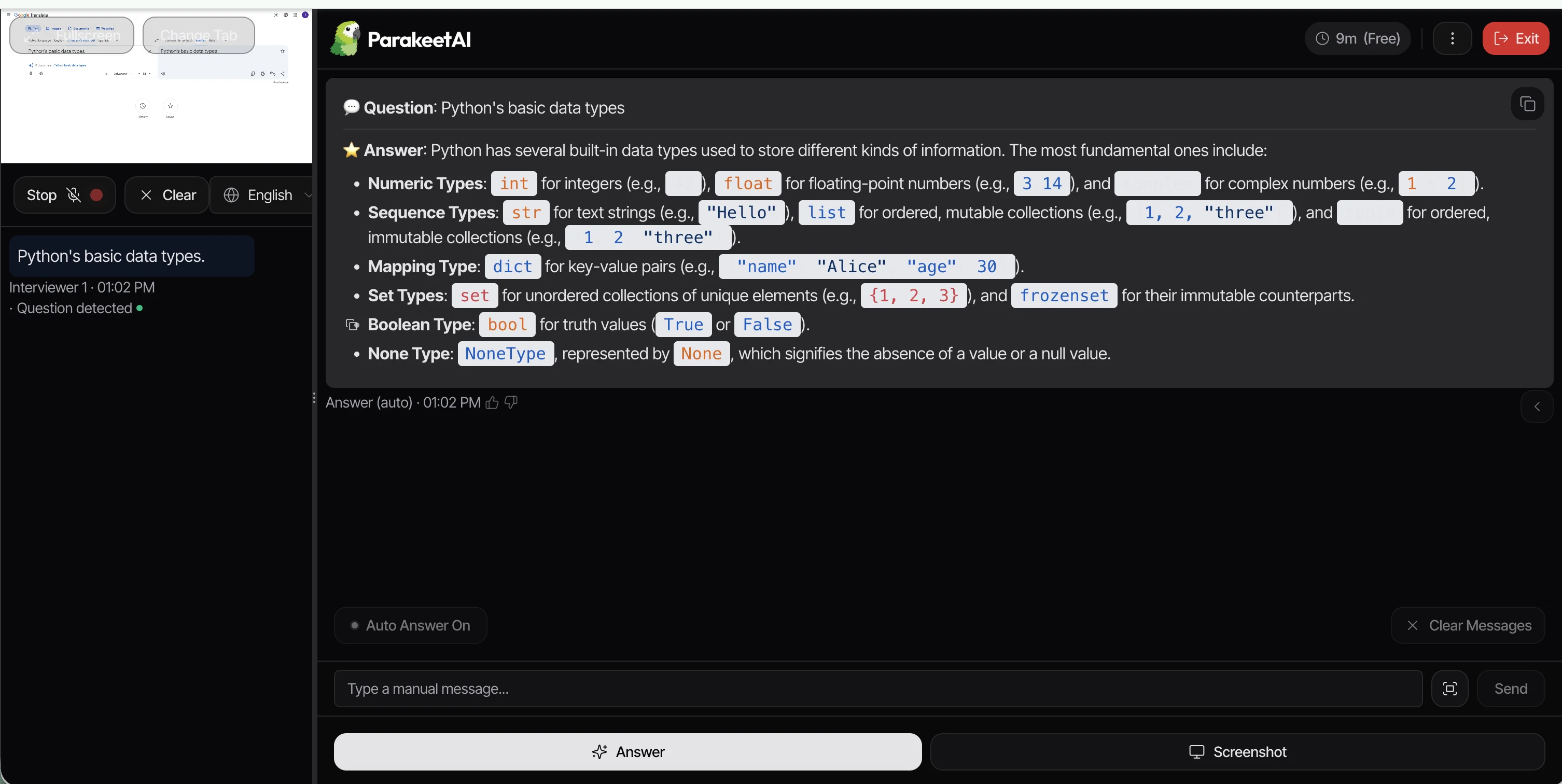 Parakeet AI product screenshot