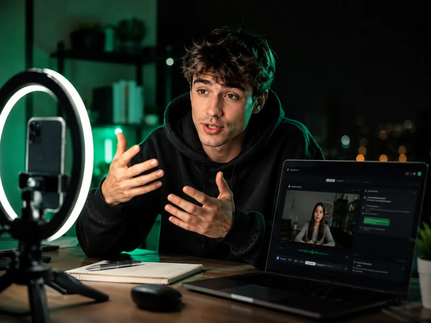 Creator filming a short video about acing job interviews with Acedly
